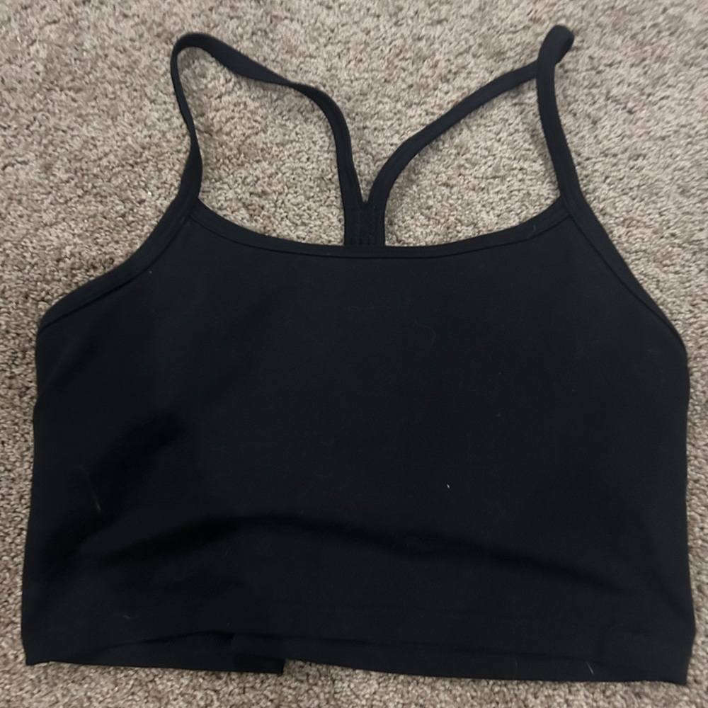 aerie offline black tank with shelf bra, size L